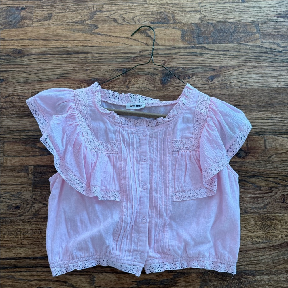 Day + Moon Pink Ruffle Blouse